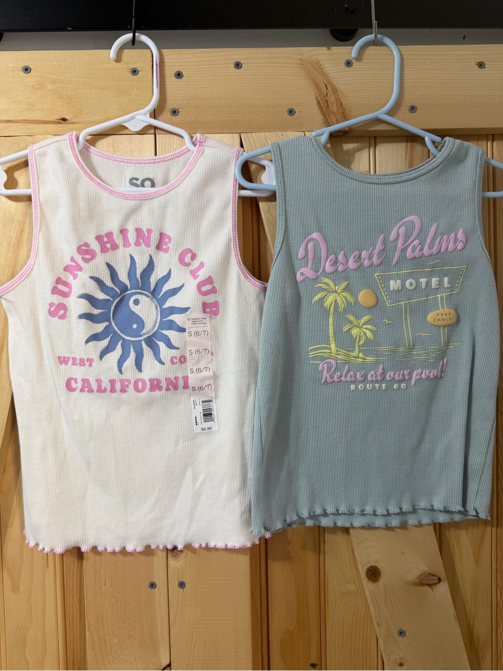 SO Girls' Sunshine Club & Desert Palms Graphic Tank Tops - Pink, Blue